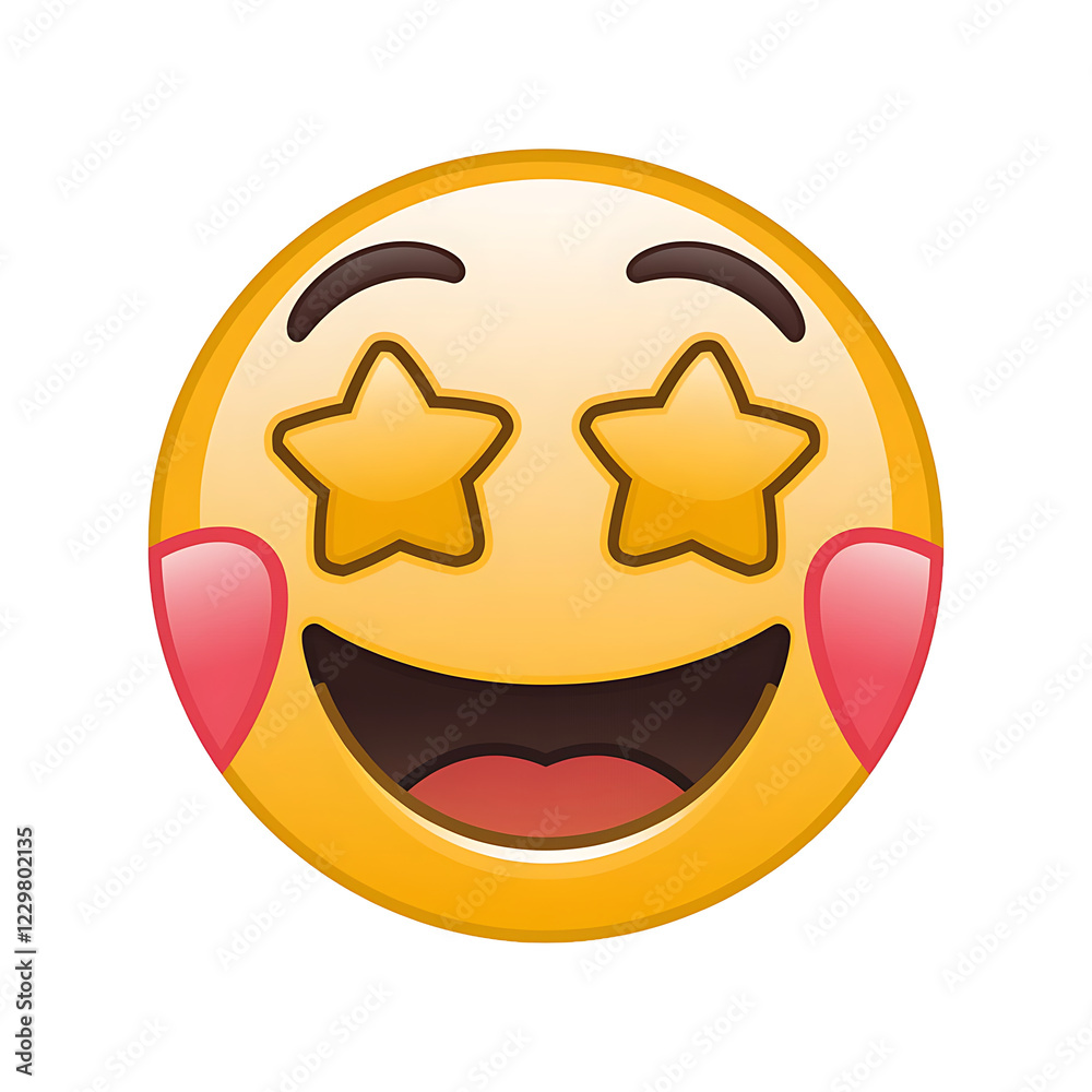 Star eyes emoji showing excitement on transparent background Star eyes emoji showing excitement on transparent background