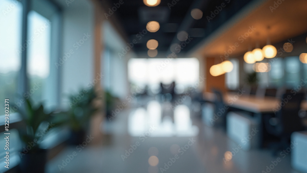 Dynamic Modern Office with Abstract Blur and Bokeh Lights, Perfect for Corporate Presentations, Marketing Materials, and Website Banners Dynamic Modern Office with Abstract Blur and Bokeh Lights, Perfect for Corporate Presentations, Marketing Materials, and Website Banners