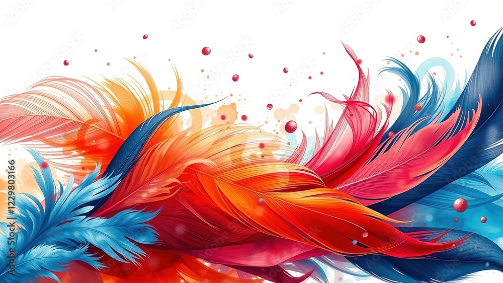 Abstract Feathers - Boho Style Watercolor Print