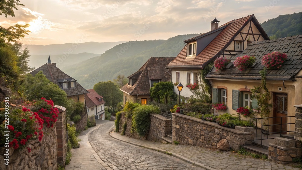 Charming Small Town Scenery: Picturesque Village Photography Charming Small Town Scenery: Picturesque Village Photography