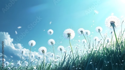 Vibrant Dandelion Field Against a Blue Sky