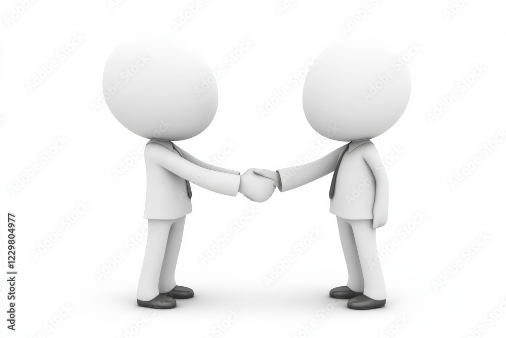 3D Illustration of Businesspersons Shaking Hands Isolated on White Background with Copy Space 3D Illustration of Businesspersons Shaking Hands Isolated on White Background with Copy Space