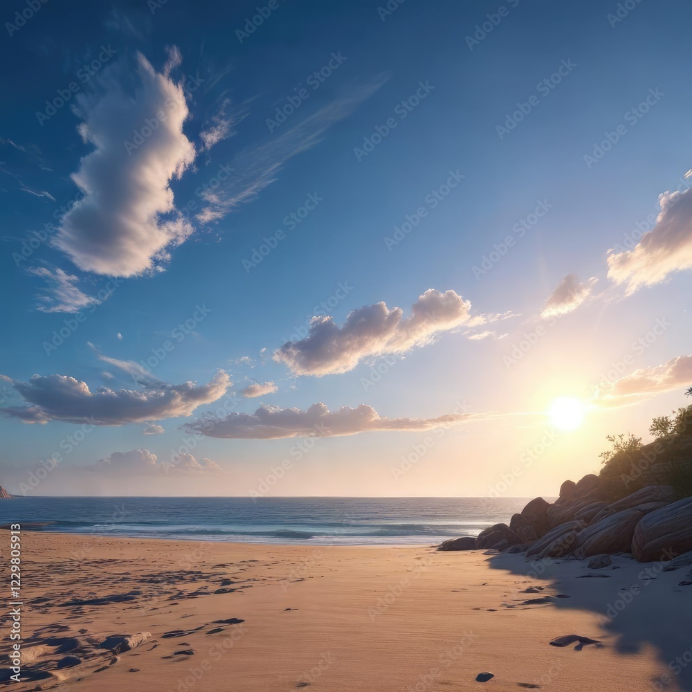 Fototapeta premium Bright light blue summer sky with clear blue horizon , bright light blue, expansive view