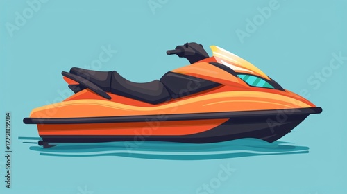 Colorful Jet Ski Boat Cartoon Vector Illustration for Fast Sport Ship Design
