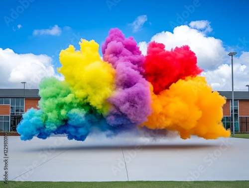 Colorful cloud of smoke is floating in the air, with each color representing a different emotion. The smoke is vibrant and lively, creating a sense of joy and excitement photo