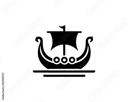 Viking Ship Logo Design Template