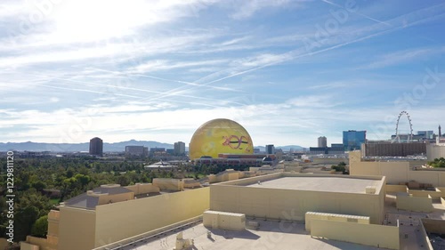 Las Vegas Sphere At Las Vegas Nevada United States. 2025 celebration Smiley Face of MSG Sphere. Sphere emoji at the Venetian Resort. Orbie of Las Vegas Sphere. photo