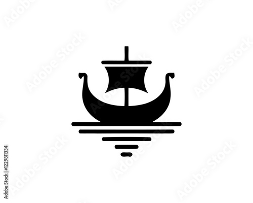 Viking Ship Logo Design Template