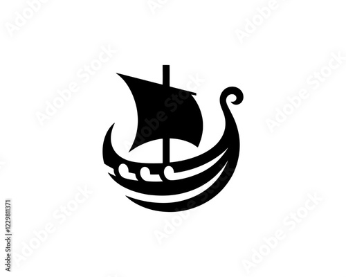 Viking Ship Logo Design Template