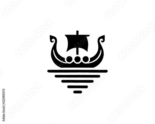 Viking Ship Logo Design Template