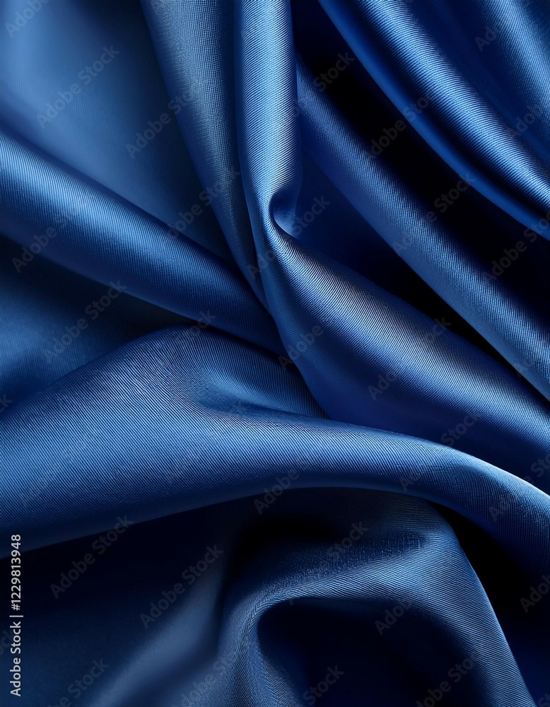 Obraz premium Draped Blue Silk Fabric Texture, Smooth, Elegant, Luxurious, Soft, Generated image