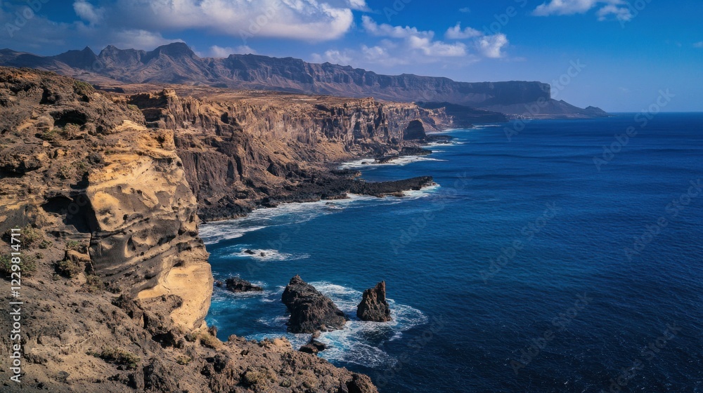 Obraz premium Dramatic Cliffs and Ocean View on a Sunny Day