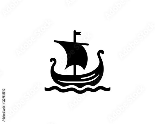 Viking Ship Logo Design Template
