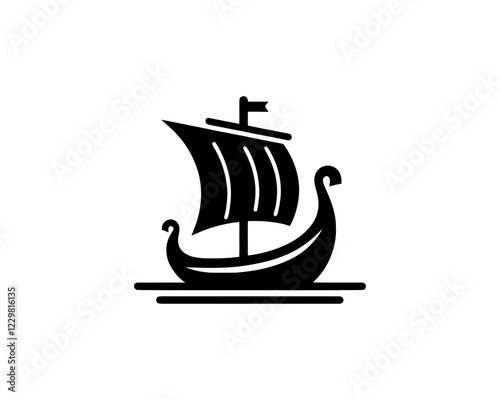 Viking Ship Logo Design Template