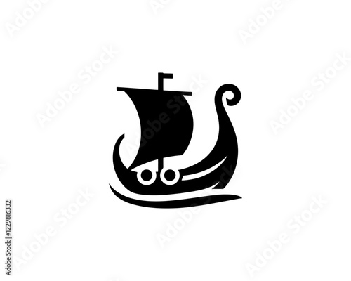 Viking Ship Logo Design Template