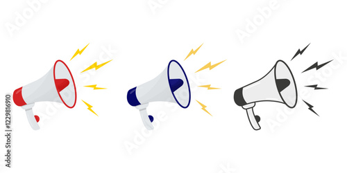 Set of loudspeakers isolated on white background.vector illustration