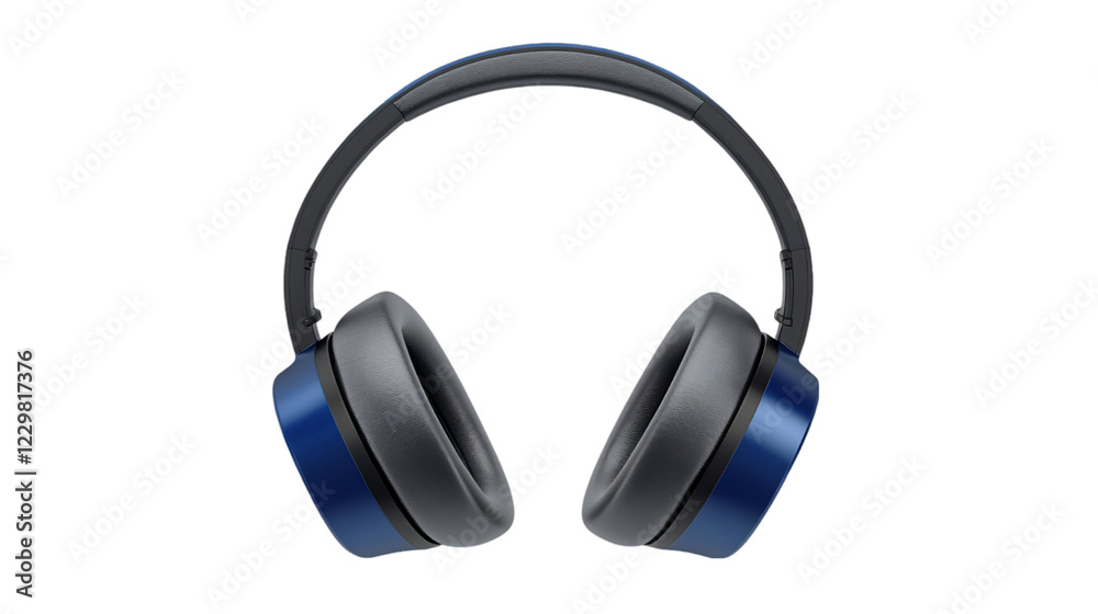 Blue and Gray Over Ear Headphones on Black Background Blue and Gray Over Ear Headphones on Black Background