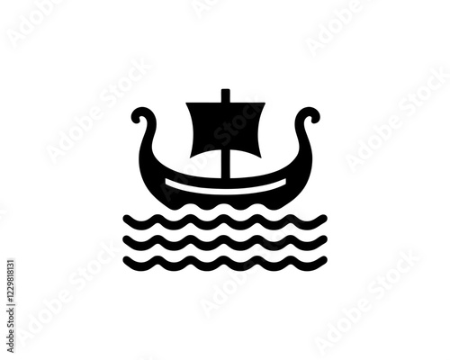Viking Ship Logo Design Template