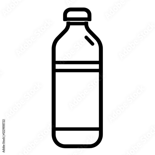 Water bottle icon in minimalist style, black and white illustration, beverage container,