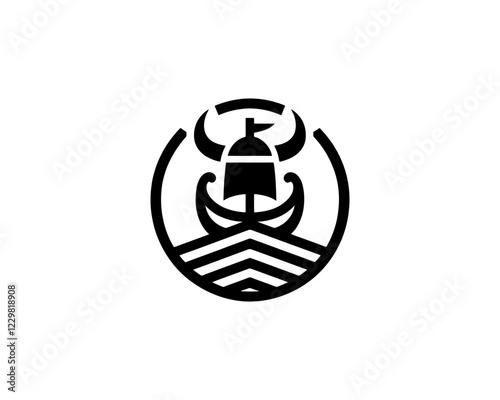 Viking Ship Logo Design Template