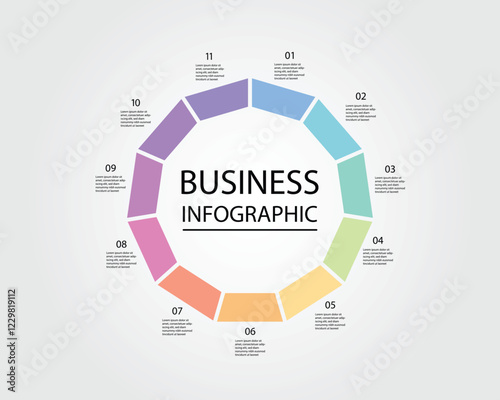 Business Infographic hexagon modern design template for banners and infographics for 11 line step 