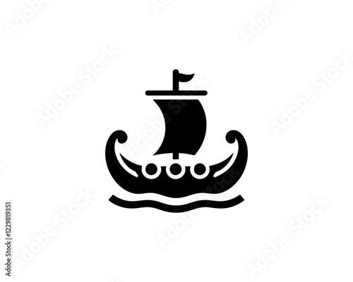 Viking Ship Logo Design Template