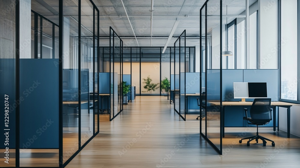 Modern Office Interior Design with Glass Partitions Modern Office Interior Design with Glass Partitions