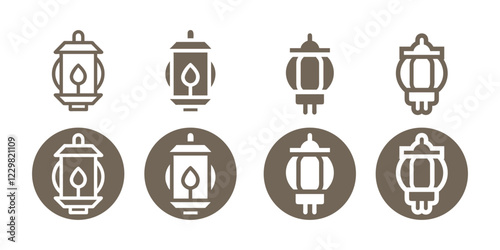 vector illustration of a set of different types of lanterns 