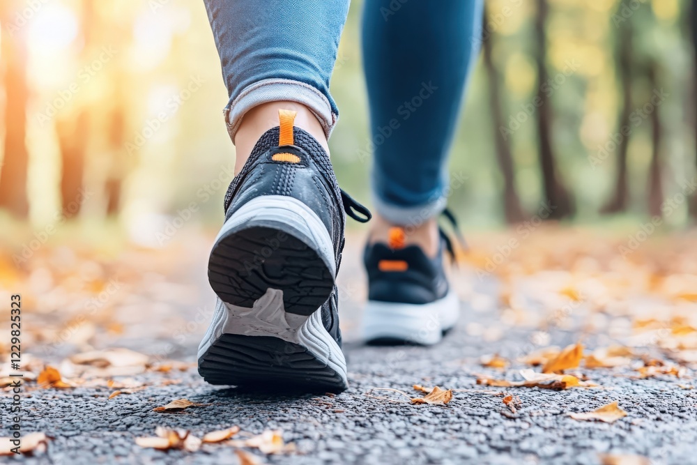 A person is leisurely walking down a dirt path located in the woods A person is leisurely walking down a dirt path located in the woods