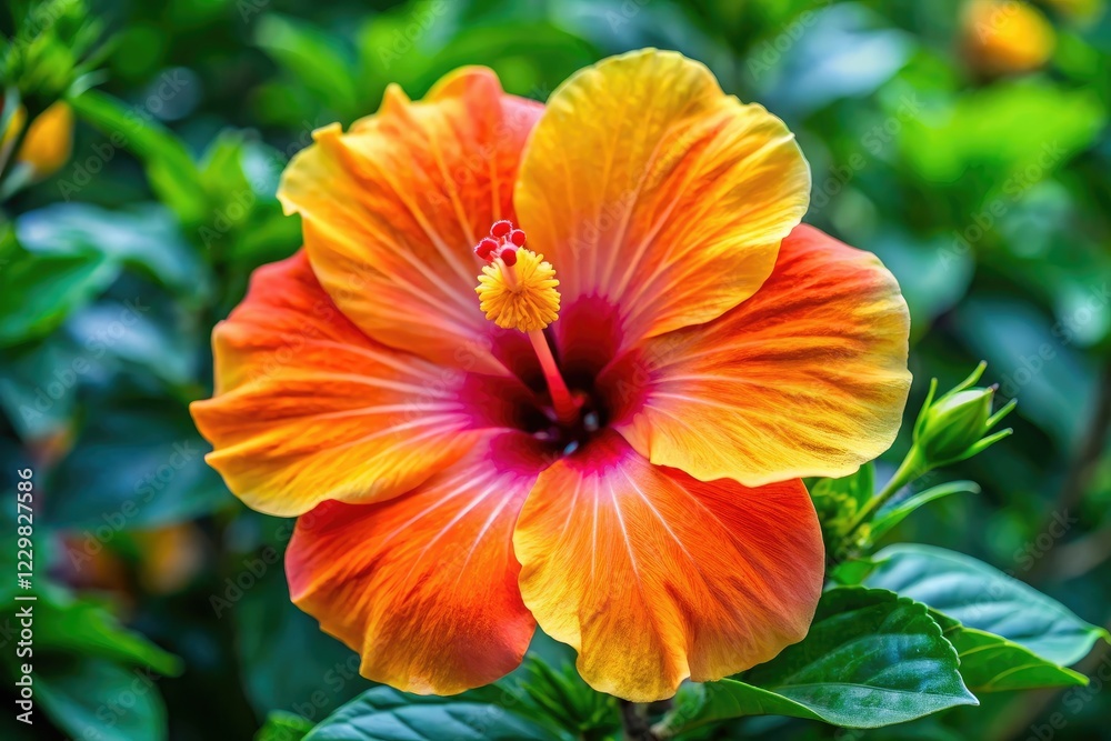Large tropical hibiscus flower with bright orange petals and a large yellow center, exotic flowers, ornamental plants, garden flowers, hawaiian flowers, hibiscus blooms Large tropical hibiscus flower with bright orange petals and a large yellow center, exotic flowers, ornamental plants, garden flowers, hawaiian flowers, hibiscus blooms