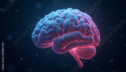 Human Brain Anatomy 3d Render Glowing