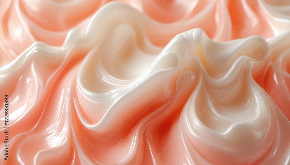 Abstract close-up of swirling peach and white cream texture. Abstract close-up of swirling peach and white cream texture.