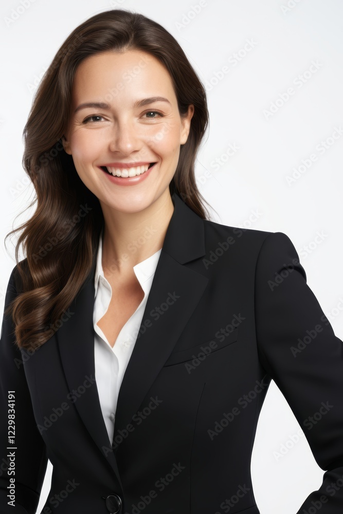 smiling woman in black suit with white shirt and black jacket smiling woman in black suit with white shirt and black jacket