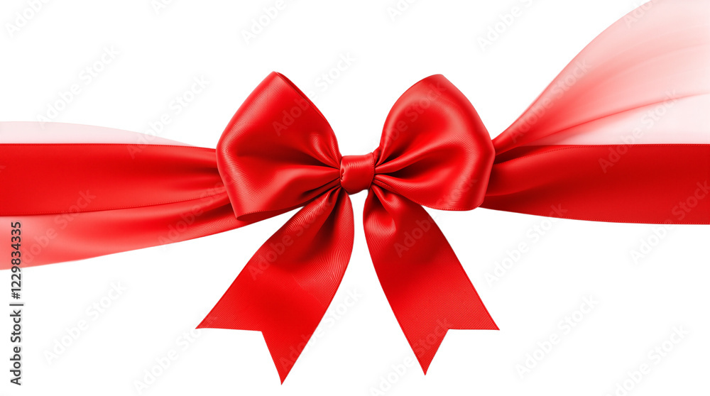 Fototapeta premium Elegant Red Satin Ribbon Bow on a Clean White Background
