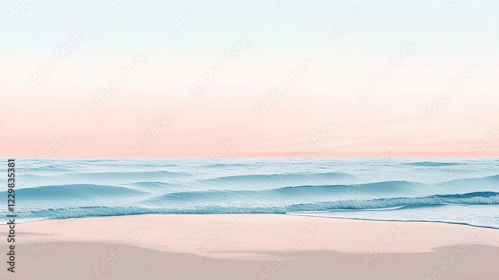 Serene beach with gentle waves at sunset. Serene beach with gentle waves at sunset.