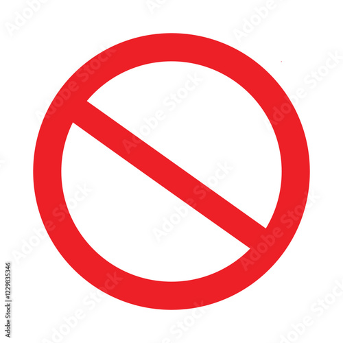 Prohibition sign sticker. Red crossed circle