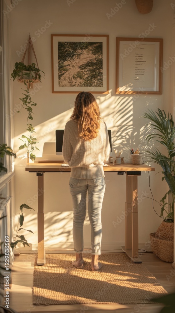 Cozy Home Office Setup with Natural Light and Indoor Plants Cozy Home Office Setup with Natural Light and Indoor Plants