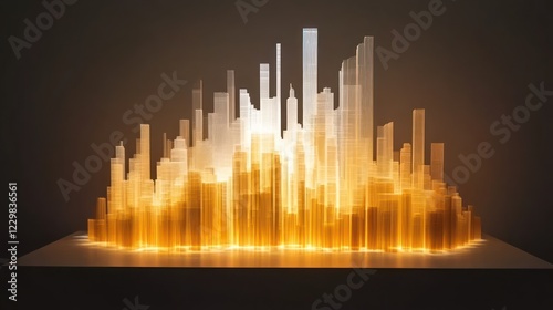 Fototapeta Naklejka Na Ścianę i Meble -  Illuminated Cityscape: A Digital Metropolis Glowing in Amber and White