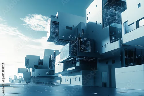Obraz Modern architectural design blends nature and technology in a vibrant urban landscape