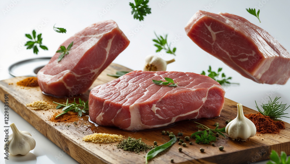 Fototapeta premium raw beef steak with rosemary