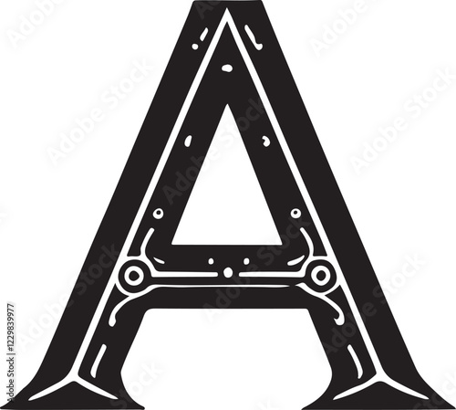 Alphabet 'A' icon silhouette vector with white background