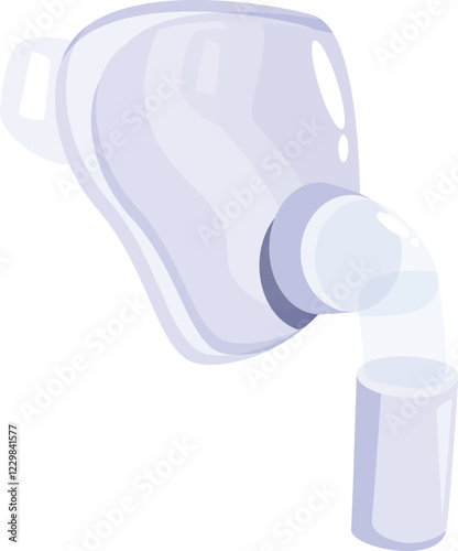 Oxygen mask delivering oxygen into a glass, representing oxygen therapy and respiratory support