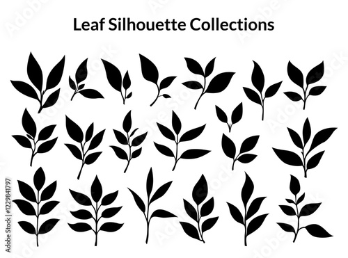 tea Leaf silhouette Collection. tea leaves vector. tea sprout with leaves. silhouette of tea leaves.