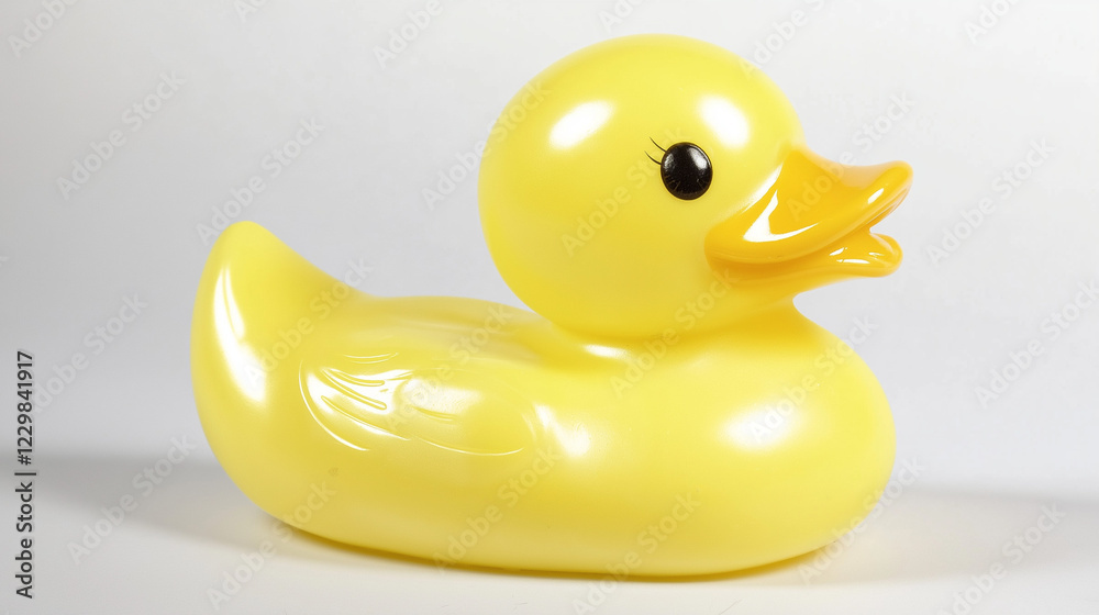 Yellow rubber duck on white background. Suitable for bath accessories, childhood toys, and playful decor. Yellow rubber duck on white background. Suitable for bath accessories, childhood toys, and playful decor.