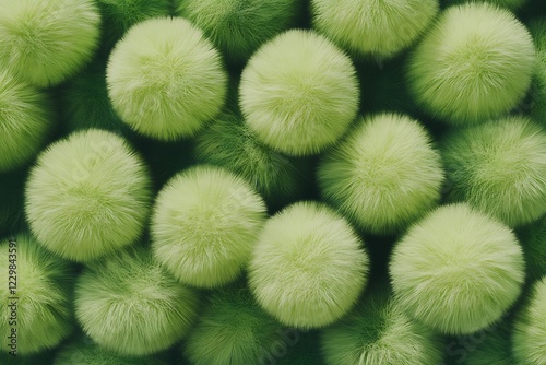 Abstract Fluffy Green Fur Balls Background photo