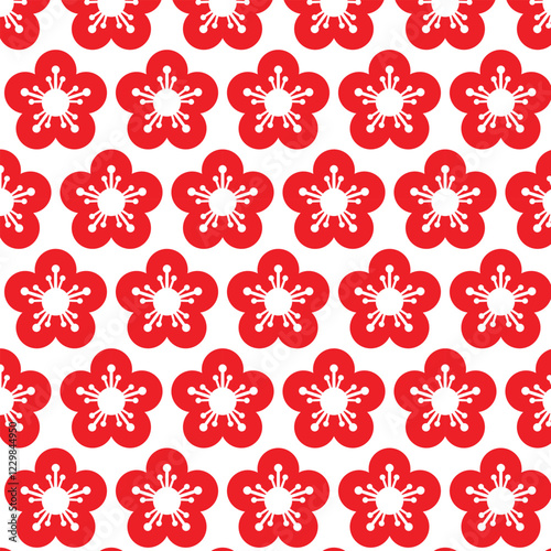 seamless pattern with red flowers