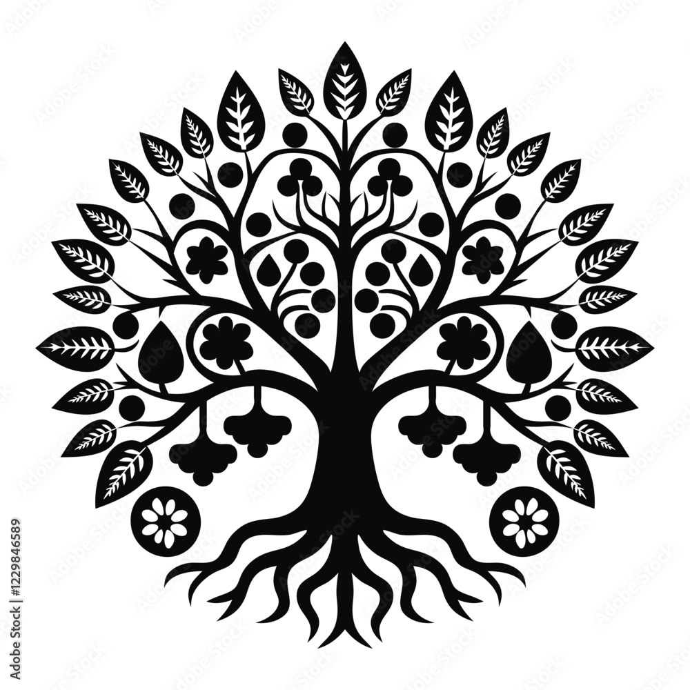 Obraz premium Tree line art vector icon silhouette