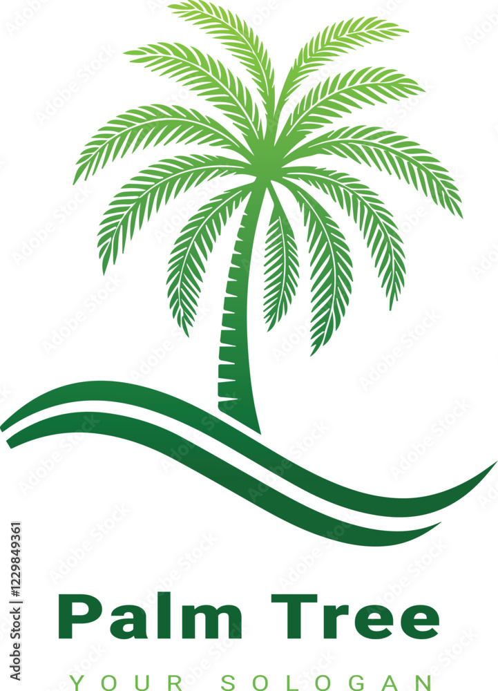 Fototapeta premium Vector beautiful palm tree design with white background 