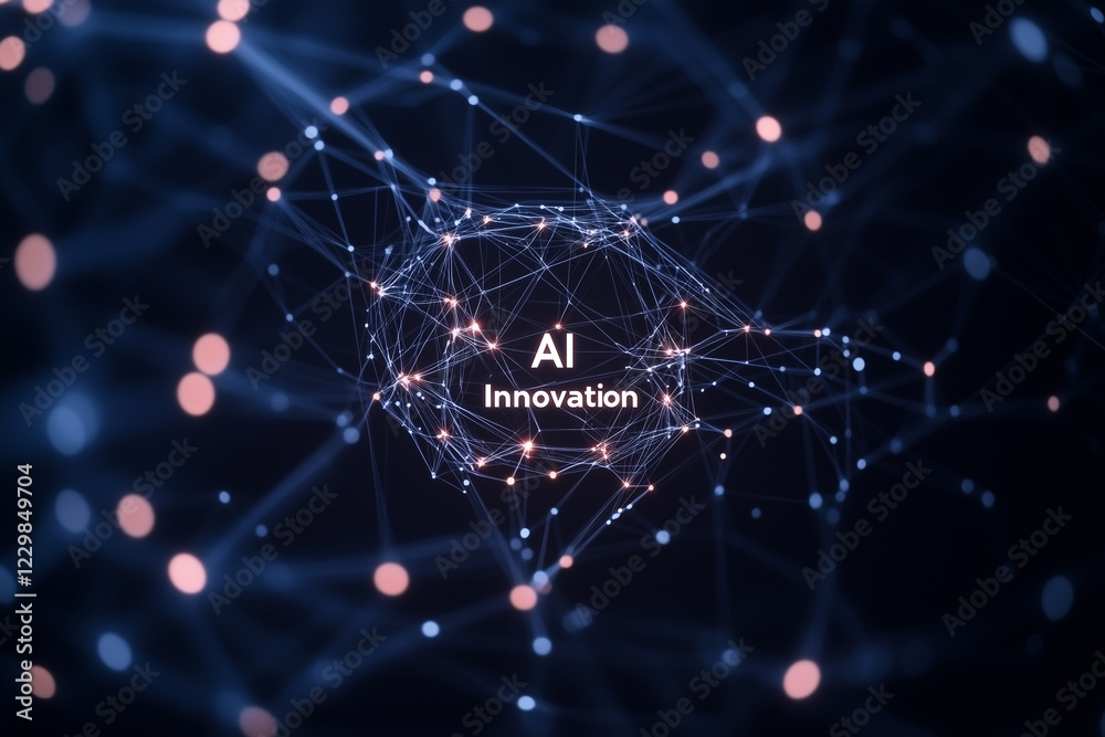 Obraz premium Glowing neural network web illustrates advanced technology and innovation in artificial intelligence development in digital space