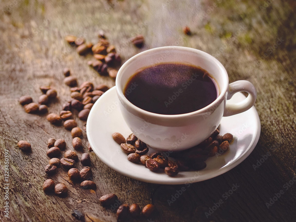 湯気の立つおいしそうなコーヒーの写真 湯気の立つおいしそうなコーヒーの写真